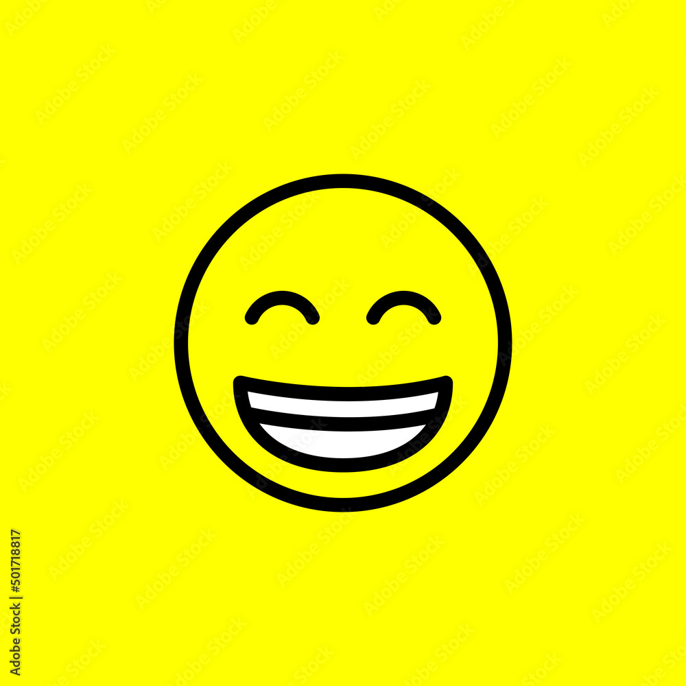 Fototapeta premium Smile emoji on yellow background. Positive emoticon symbol isolated on yellow background. Vector illustration EPS 10