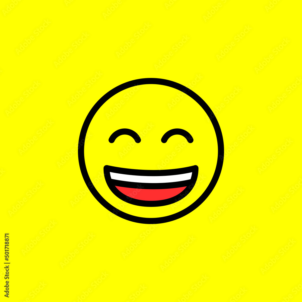 Fototapeta premium Smile emoji on yellow background. Positive emoticon symbol isolated on yellow background. Vector illustration EPS 10