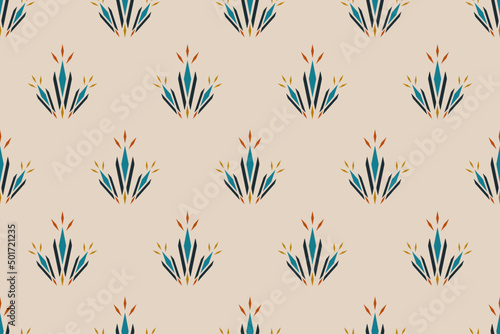 Abstract ethnic flower background. Geometric ethnic seamless pattern traditional. Design for wallpaper, vector illustration, fabric, clothing, carpet, textile, batik, embroidery.