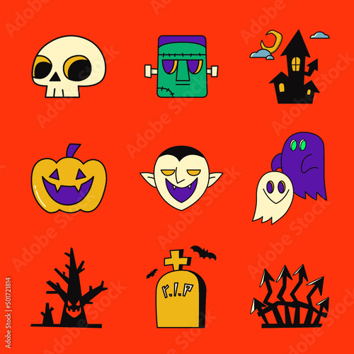 halloween icons set, halloween vector, halloween, trick or treat