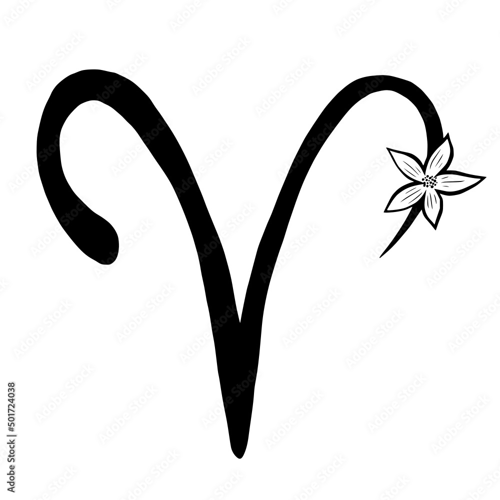 Aries zodiac sign. Flower decor Aries zodiac sign. Flower decor