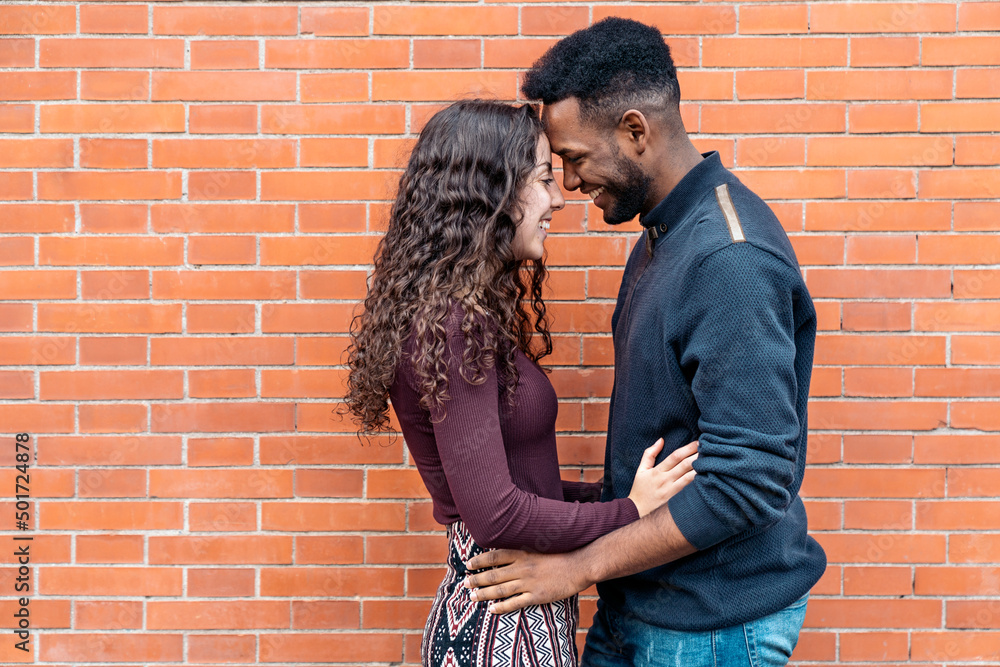 Happy Young Interracial Couple Smiling