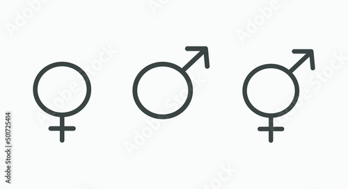 gender icon vector symbol isolated set. man, woman, female, male sign 