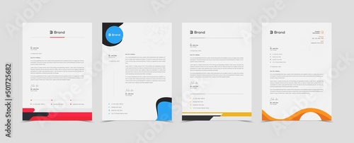 modern corporate Business A4 letterhead Abstract shape templates big set design.