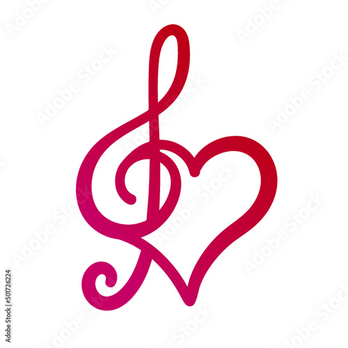 treble clef heart vector icon music love logo deisgn