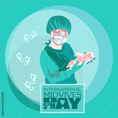 Midwives International Day, 5th May professional holiday vector poster.