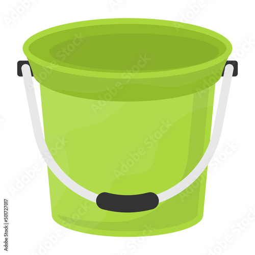 Green Bucket with Handle Concept, Chicks Feed Kit Bowl vector color icon design, Poultry farming symbol, Meat or Eggs Production Sign, Protein and farmyard equipment stock illustration
