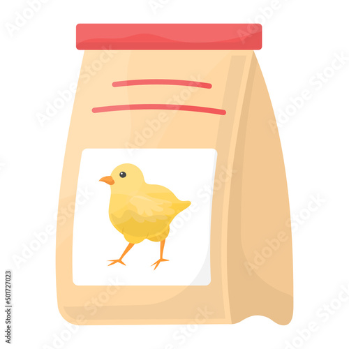 Pet Feed Box Concept, Chicks Grain Packet vector color icon design, Poultry farming symbol, Meat or Eggs Production Sign, Protein and farmyard equipment stock illustration