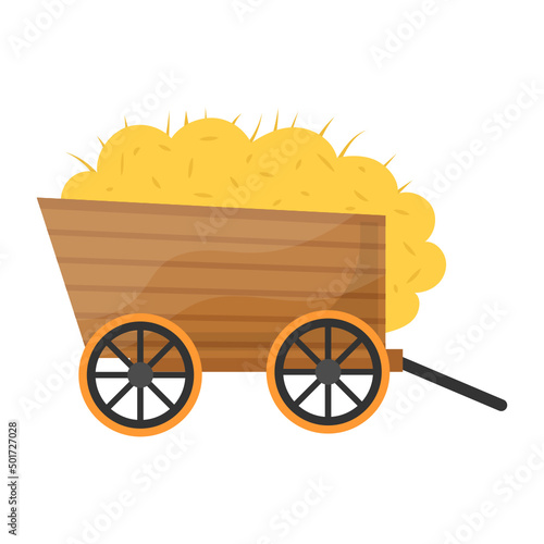 Poultry Farm Trolley Concept, Filled Feed Cart  vector color icon design, Poultry farming symbol, Meat or Eggs Production Sign, Protein and farmyard equipment stock illustration