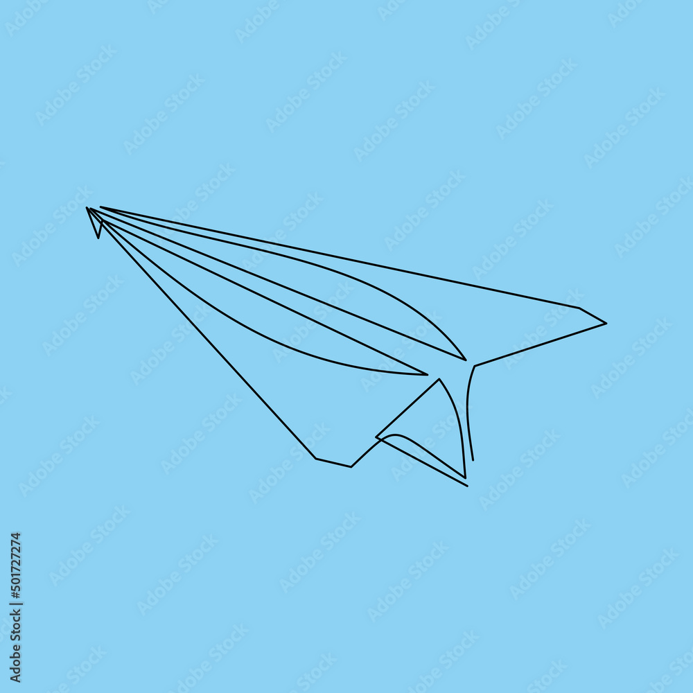 Continuous one-line drawing of a paper airplane. Airplane flight concept, symbol of creativity and freedom. Continuous one-line drawing of a paper airplane. Airplane flight concept, symbol of creativity and freedom.