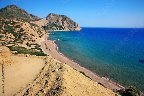Fototapeta Naklejka Na Ścianę i Meble -  Kavo Paradiso beach (Hilandriou bay), area of Kefalos, Kos island, Dodecanese, Greece.
