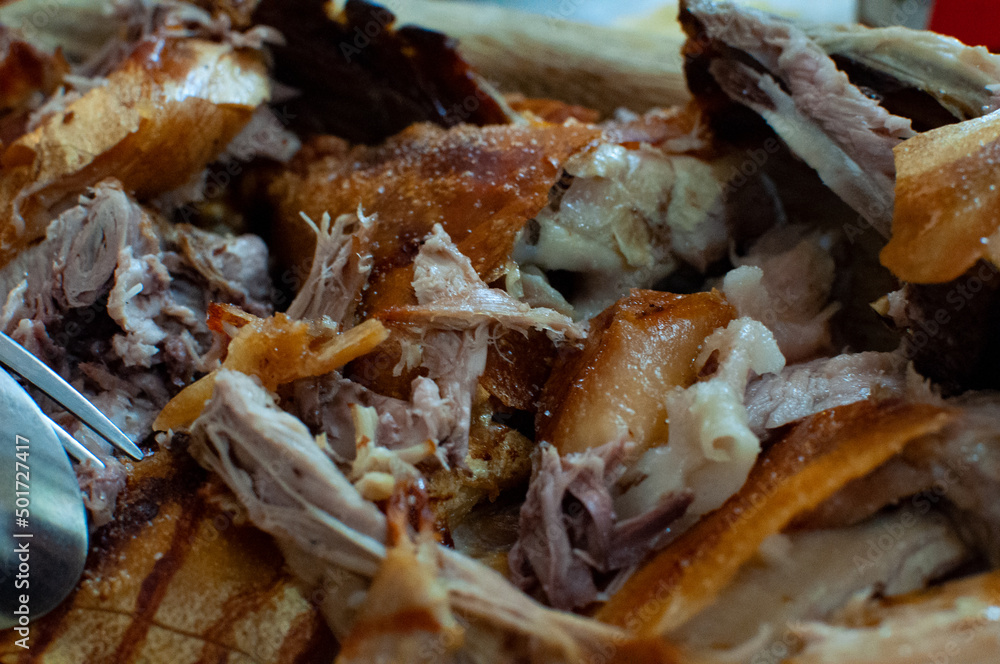 Closeup shot of Porceddu, Sardinian pig meat tipical sardinia food
