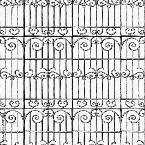 Seamless pattern of sketches decorative vintage fence