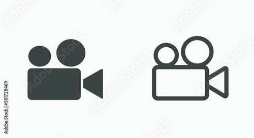 camera icon vector isolated set. movie, cinema, video camera, film, media, projector symbol