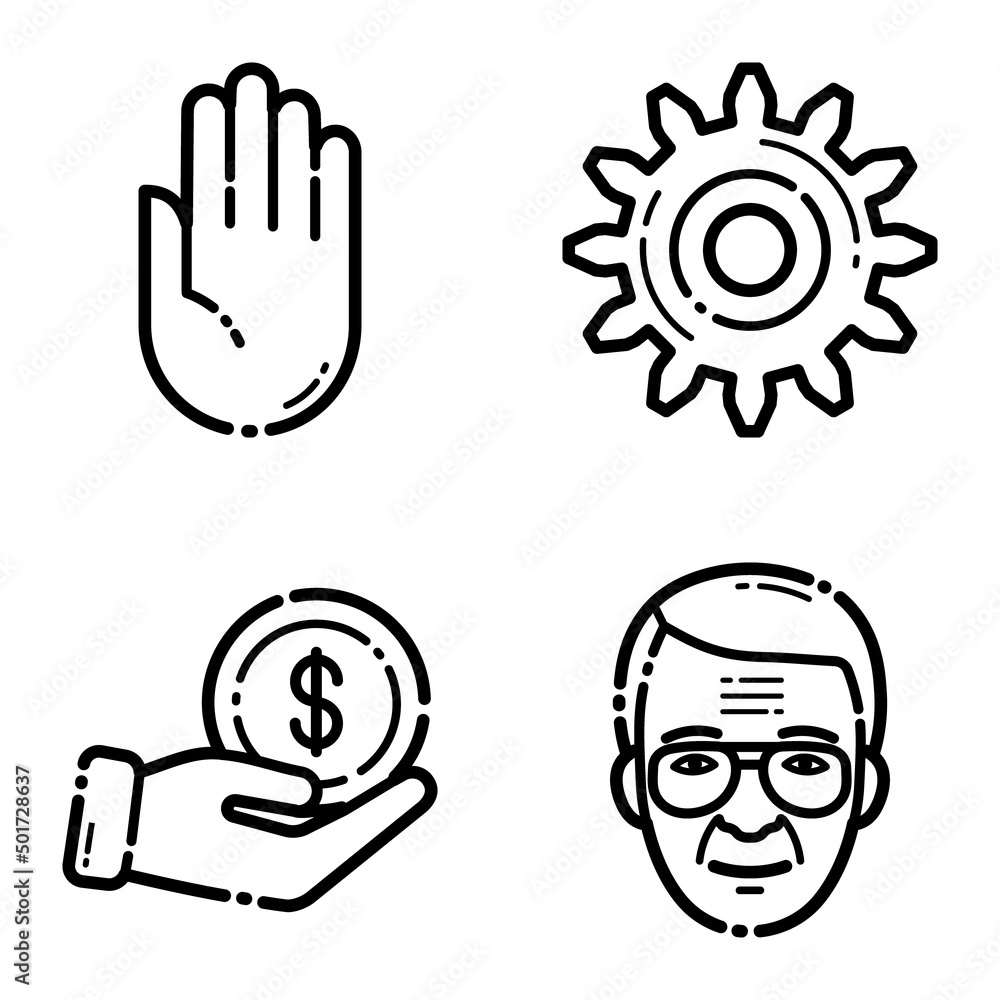 Obraz premium Life Flat Icon Set Isolated On White Background