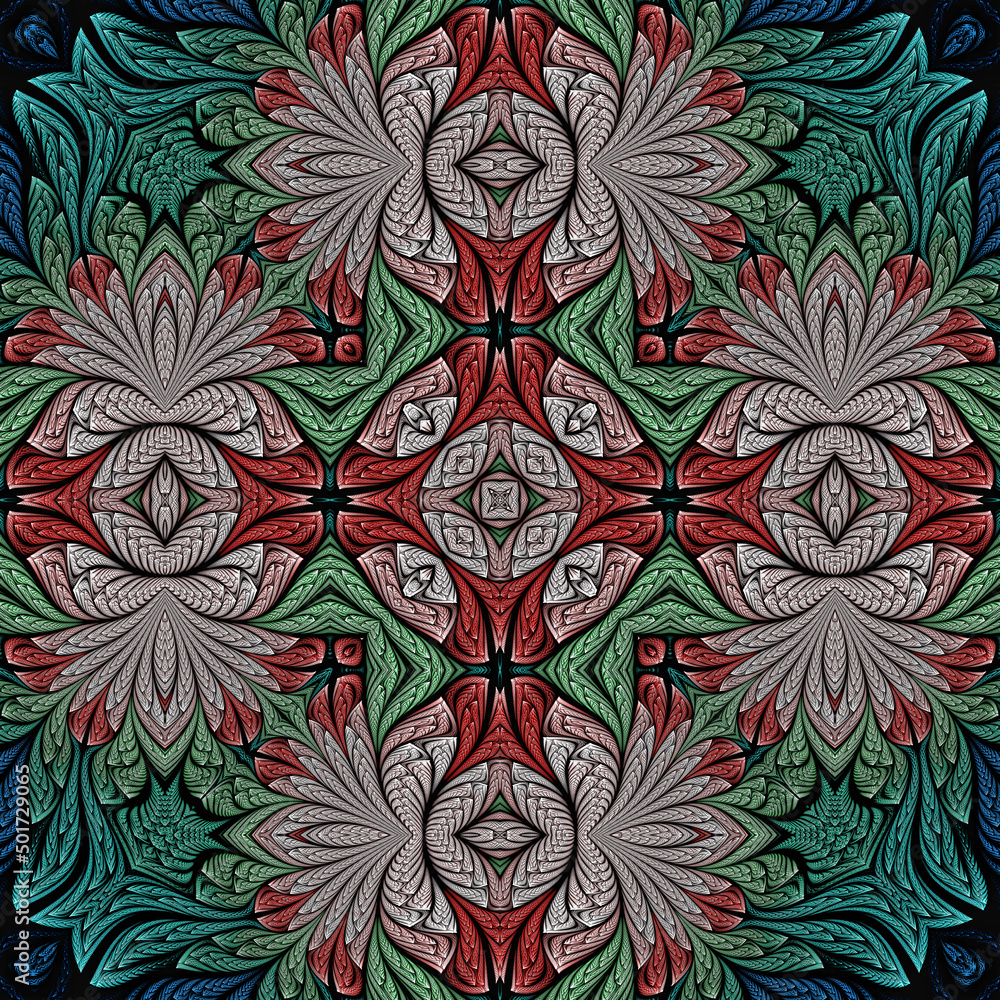 3d effect - abstract kaleidoscopic  geometric fractal pattern 