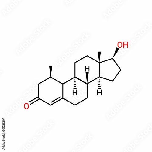 chemical structure of testosterone (C19H28O2)