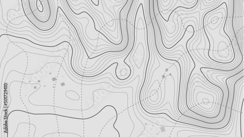 Abstract paper cut shapes. Topographic map on white background. Topo map elevation lines. Contour vector abstract vector illustration. Geographic world topography.