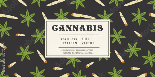 Seamless marijuana background with geometric leaves pattern