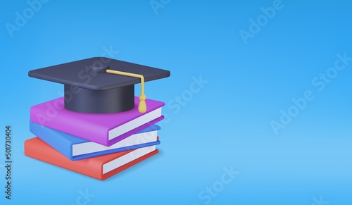 3D graduation cap and diploma