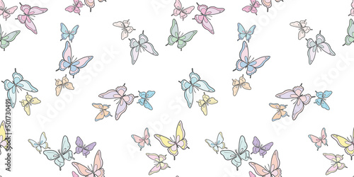 Colorful cartoon butterfly vector pattern
