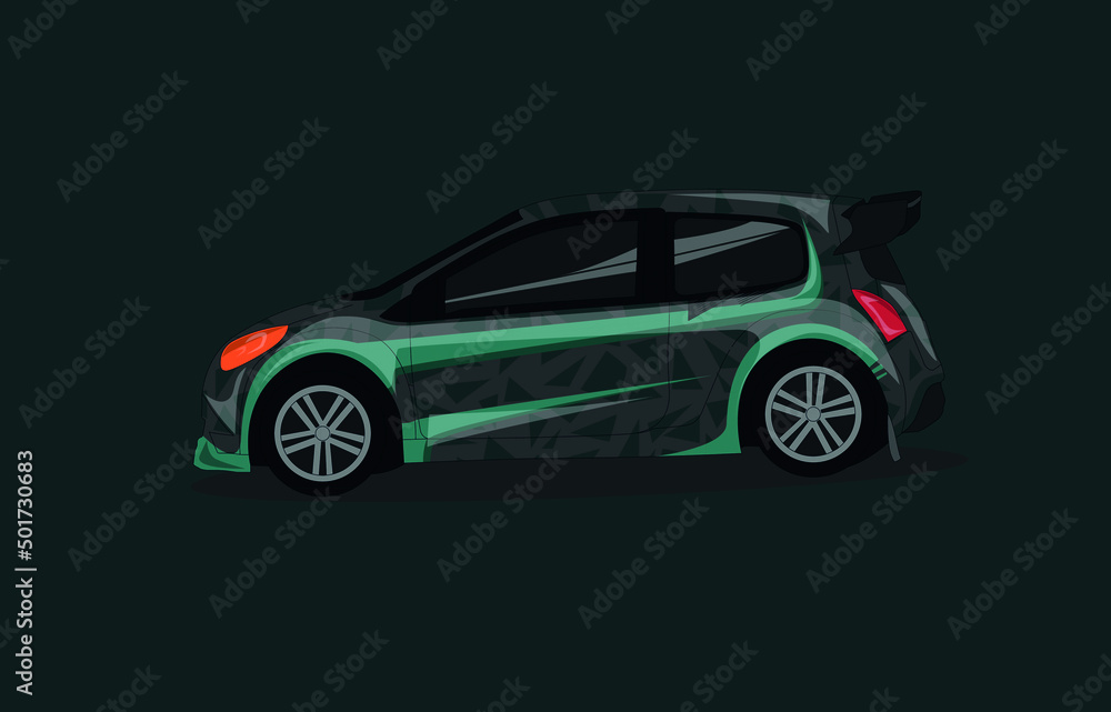 racing car livery, vector art for sticker or automotive poster