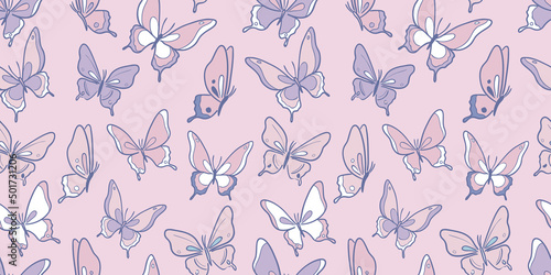 Pink and purple butterfly vector pattern