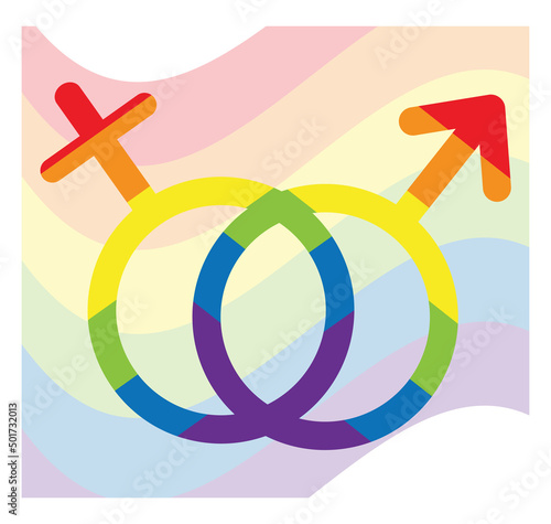 Sign with flag in honor of LGBT Pride Day. Illustration Stop homophobia for the International Day against Homophobia. Vector flat illustration with background. Use as banner, poster, sticker, print