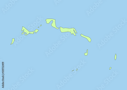 High detailed vector Turks and Caicos Islands physical map, topographic map of Turks and Caicos Islands on white with rivers, lakes and neighbouring countries. 
