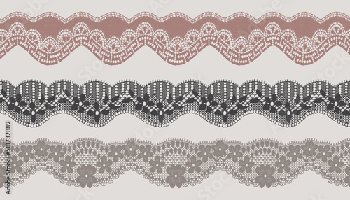 Set Of  Scallop Edge Lace Trims. 