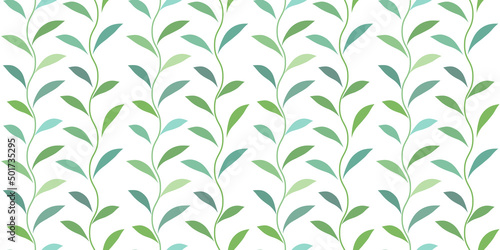 Vintage vector pattern with leaves, seamless repeat