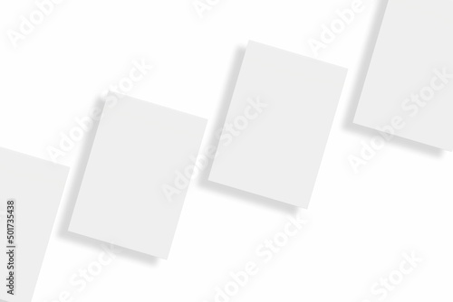 Blank paper illustration for mockup. Flyer or poster. 3D Rendering.