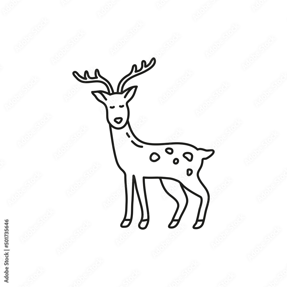Doodle outline deer. Doodle outline deer.
