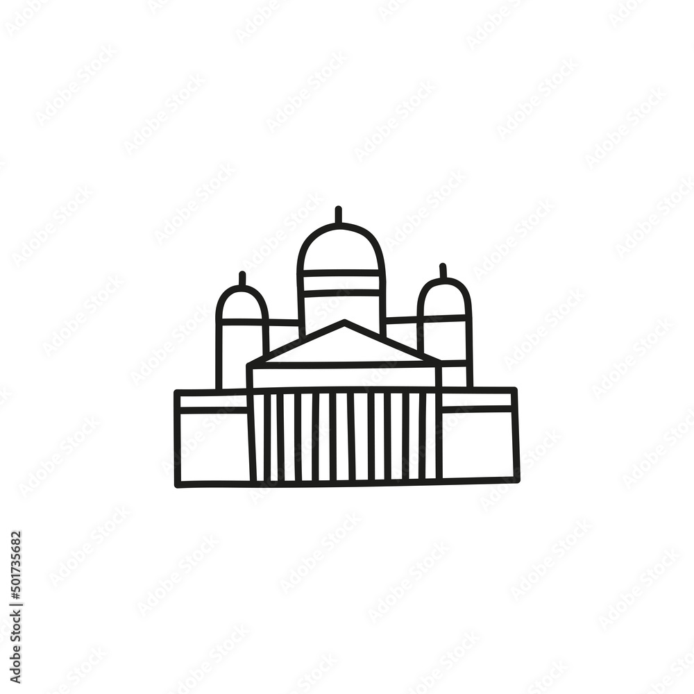 Doodle outline cathedral building. Doodle outline cathedral building.