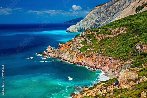 Fototapeta Naklejka Na Ścianę i Meble -  View of Kastro beach and the 