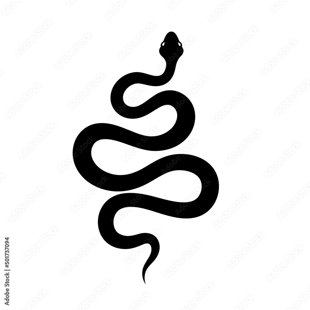 Fototapeta premium snake vector icon silhouette flat Minimal viper logo design Illustration