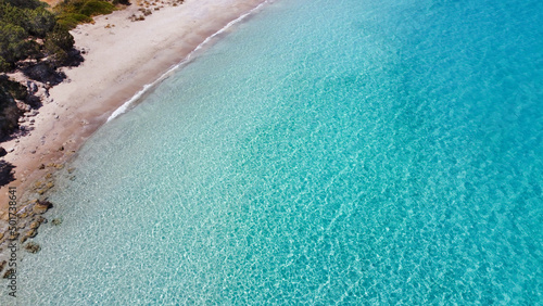 beach with crystal clear turquoise waters - Kounoupi Beach, Paralia Kounoupiou, near Porto Heli, Peloponnese, Greece