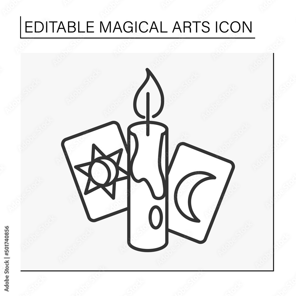  Tarot cards line icon. Card reading. Divination, future prediction. Magical arts concept. Isolated vector illustration. Editable stroke