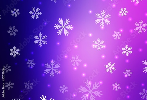 Light Purple, Pink vector background with beautiful snowflakes, stars. © smaria2015
