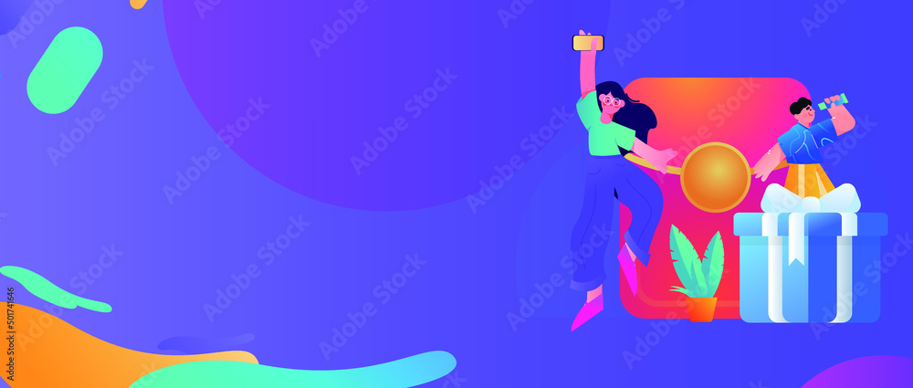 Obraz premium Invite friends to get red envelopes vector concept illustration 