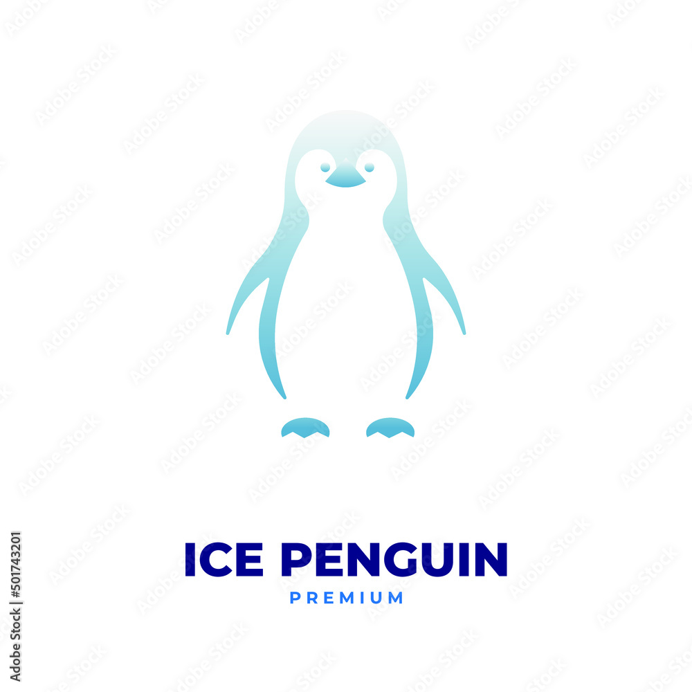 Blue gradient penguin illustration logo Blue gradient penguin illustration logo