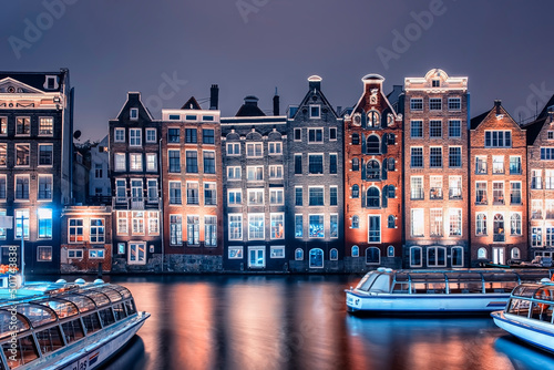 Photography Amsterdam city in the evening, Netherlands
