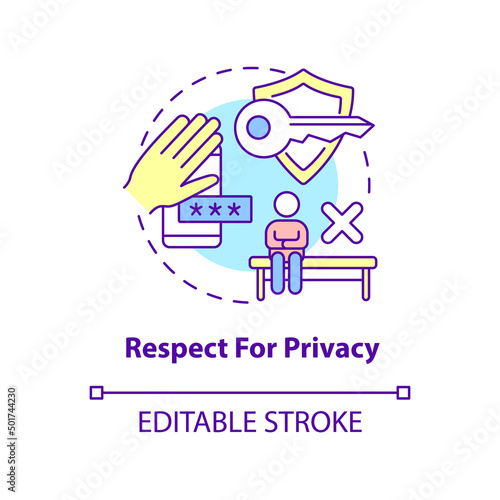 Respect for privacy concept icon. Image of healthy relationships abstract idea thin line illustration. Limiting access. Isolated outline drawing. Editable stroke. Arial, Myriad Pro-Bold fonts used
