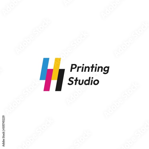 Printing studio, company sign logo vector design template