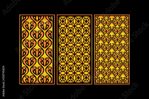 Decorative Abstract Geometric islamic Background Elegant Ornaments Card invitation Cnc Cut Gold Design Set