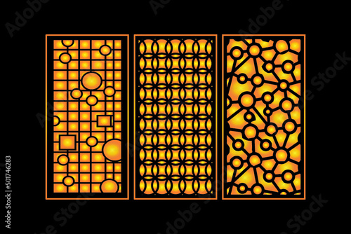 Decorative Abstract Geometric islamic Background Elegant Ornaments Card invitation Cnc Cut Gold Design Set