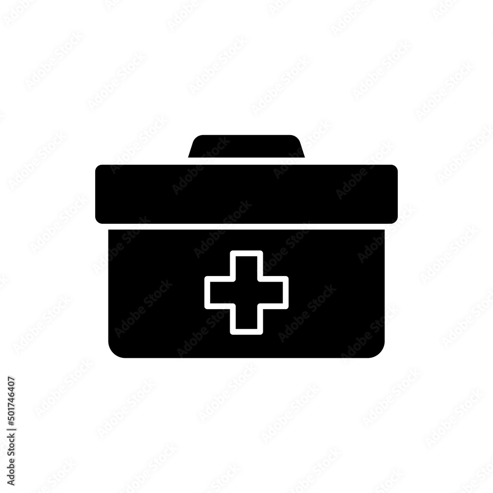 Fototapeta premium Medicine storage box icon vector. suitable for health symbol. solid icon style. simple design editable. Design simple illustration