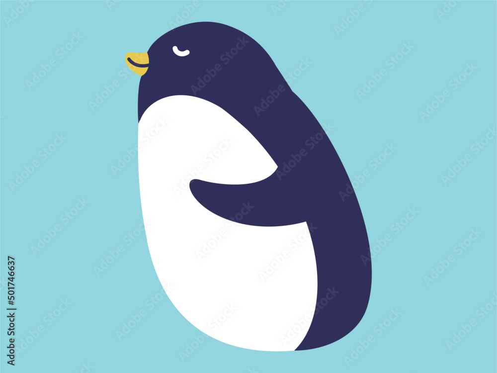 Obraz premium 横向きのペンギン（ひんやりイメージ）