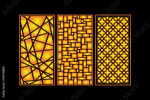 Decorative Abstract Geometric islamic Background Elegant Ornaments Card invitation Cnc Cut Gold Design Set