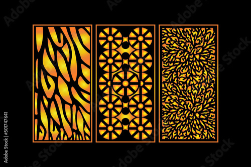 Decorative Abstract Geometric islamic Background Elegant Ornaments Card invitation Cnc Cut Gold Design Set